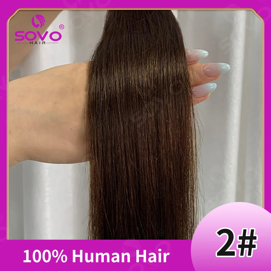 Halo Hair Extensions 100% Human Hair 14-28 Inch Hidden Wire Clip-In Hair Ombre Brown Color Human Remy Fish Line Hair Extension