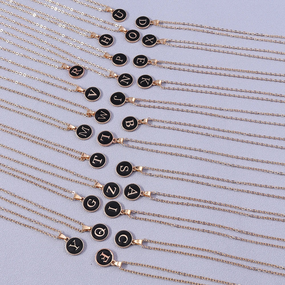 Collier Pendentif Initiales Femme | 26 Lettres A-Z Émail | Bijou Tendance Cadeau Anniversaire Fille
