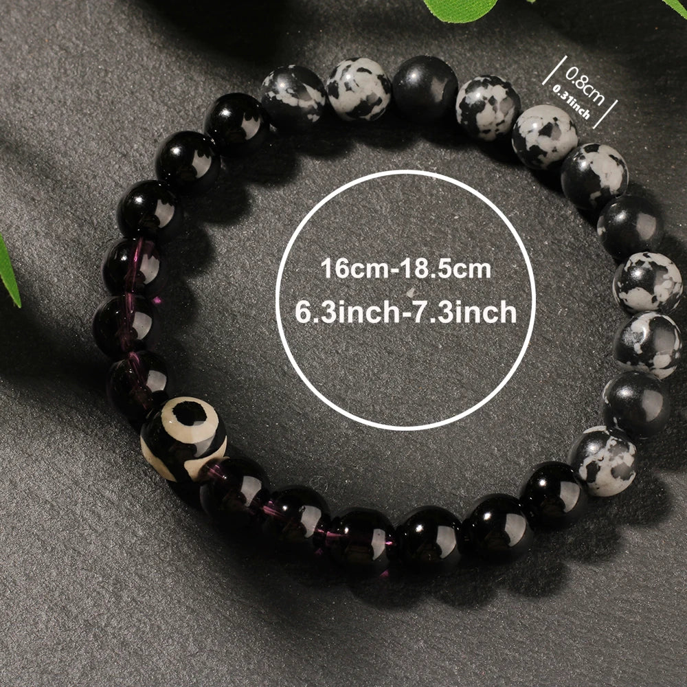 Eye Bracelets for Women Cute Spring Summer Beach Holiday Jewelry Natural Stone Beads Bangles Purple Black Gray Beads Bracelets