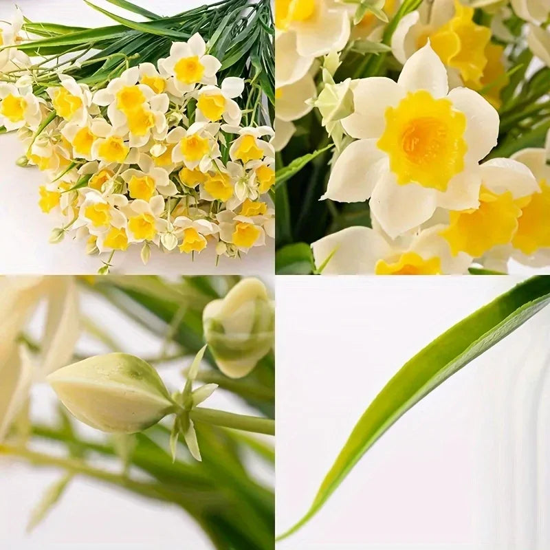 Artificial Daffodil Flowers for Outdoor Fake Flowers Plant UV Resistant Realistic Faux Plants for Home Indoor Outside Garden