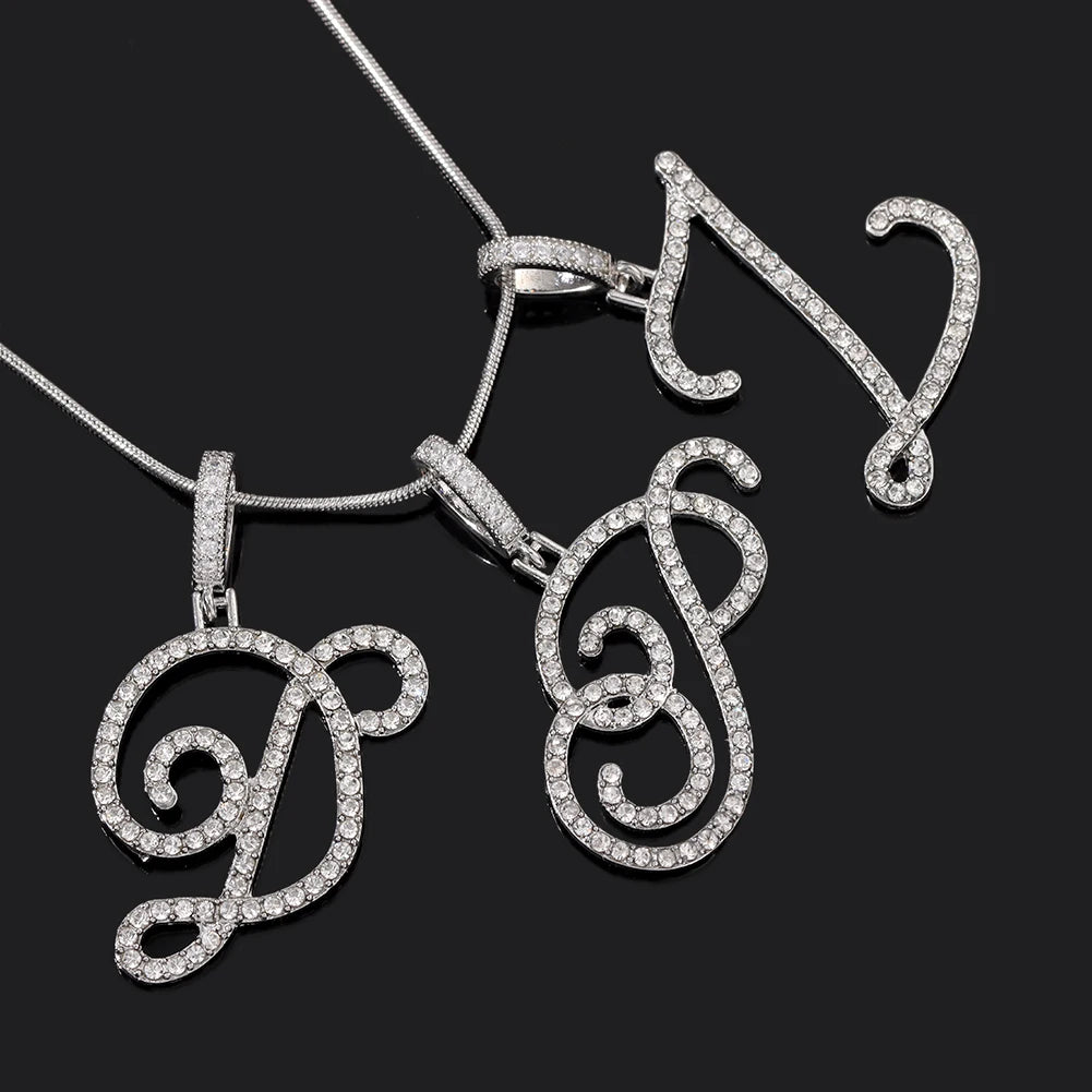 Collier Lettre Initiale A-Z Cursive | Chaîne Corde Simple | Cadeau Bijou Femme Tendance