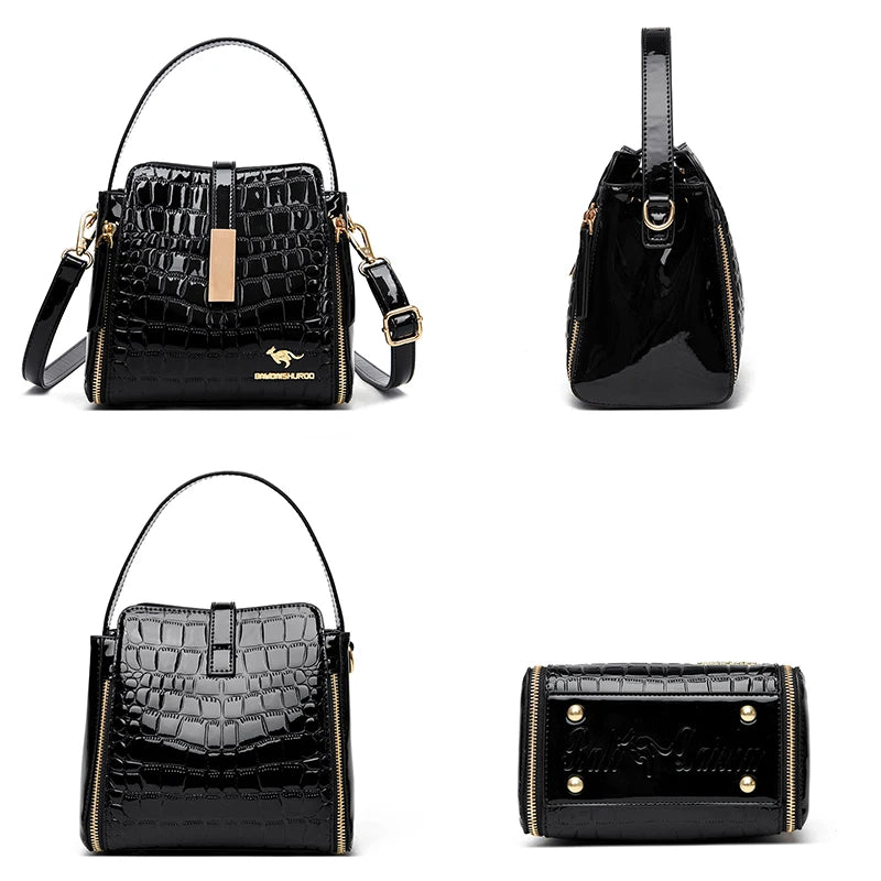 Sac à Main Femme Retro | Motif Crocodile Designer | Sacoche & Bandoulière | Cuir | Clutch Élégant