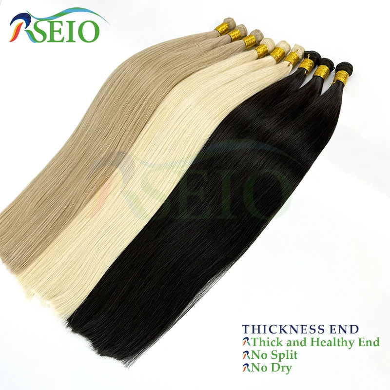 Tissage Weft Cheveux Humains Remy Naturel | 14-26 Pouces | Bouclable | Blonde & Lisse | Salon