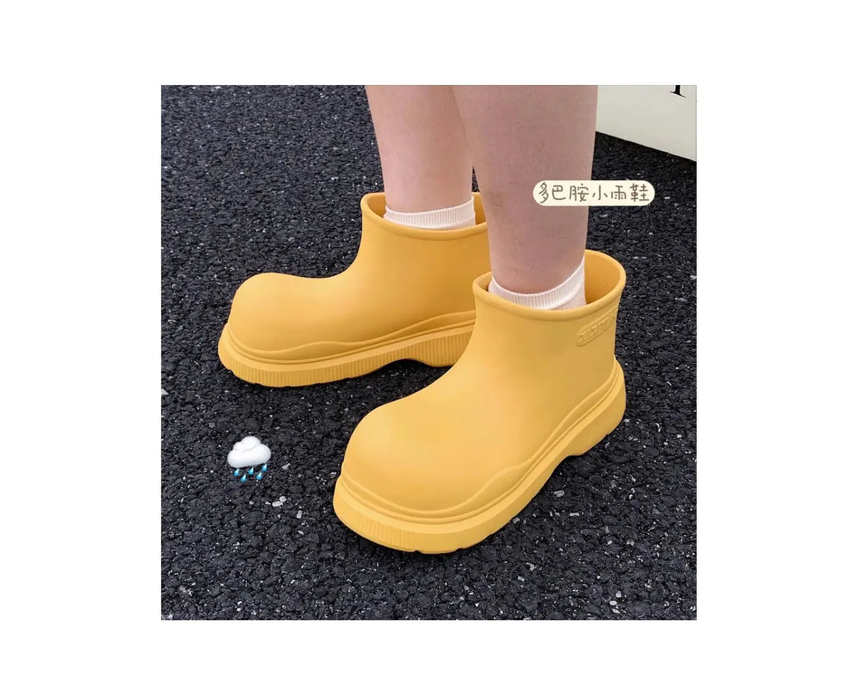Bottes de Pluie Femme Imperméables | Tige Courte Large | Semelle Épaisse | Chaussures Eau Confortables