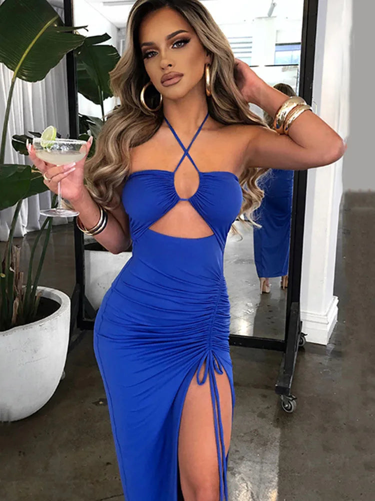 Sleeveless Sexy Female Midi Backless Dresses Slim Night Club Party Women's Dress Bodycon Elegant Dresses for Women