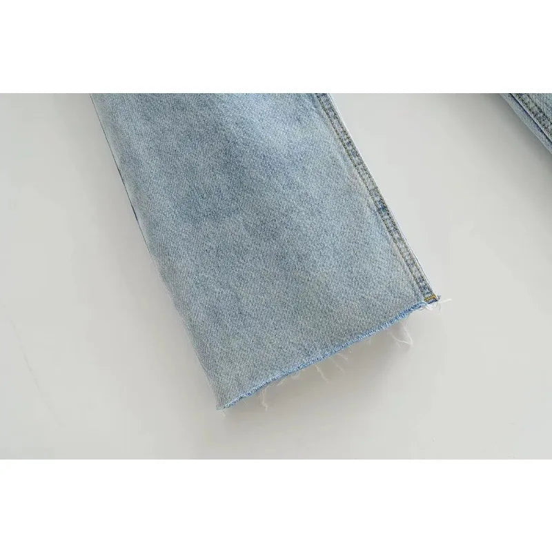 Jean Femme Taille Haute 2025 | Printemps-Automne | Décontracté Droit | Ourlet Brut Longueur Sol | Vintage