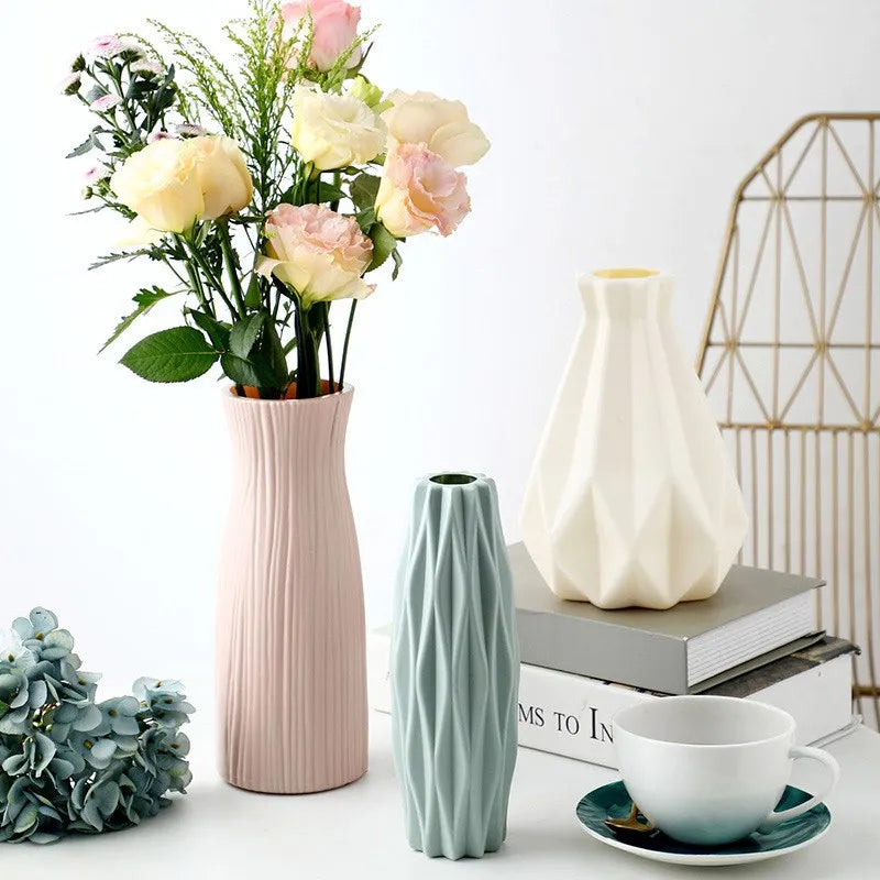Vase Plastique Imitation Céramique Blanc | Style Nordique | Mariage & Décor Chambre & Bureau