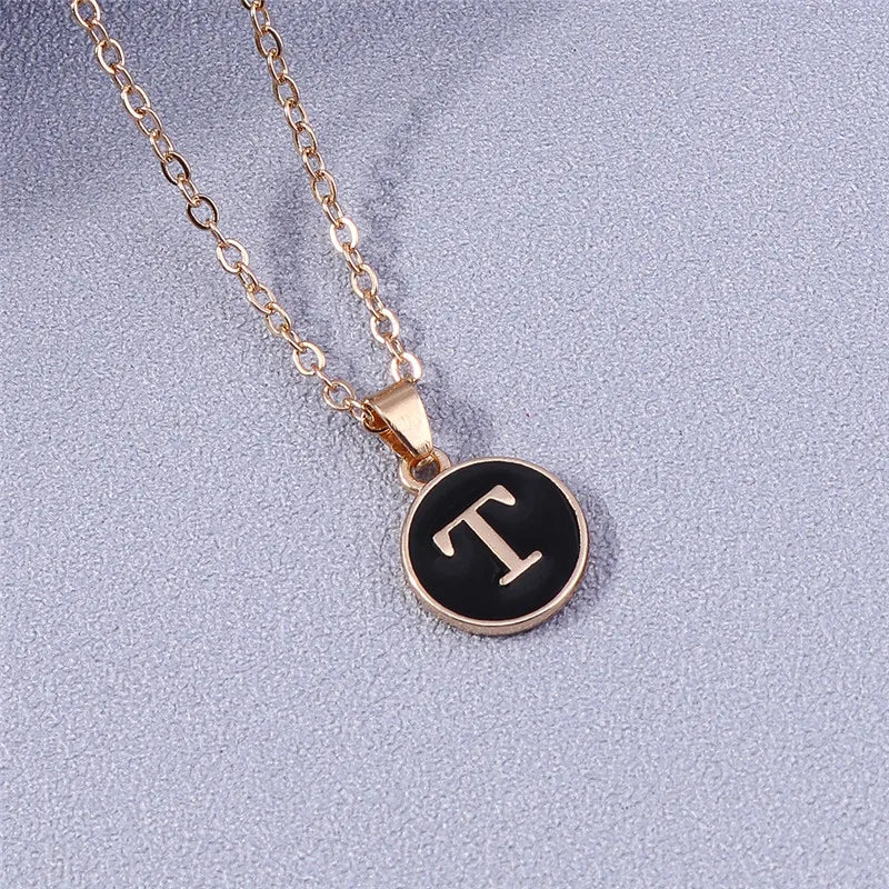 Collier Pendentif Initiales Femme | 26 Lettres A-Z Émail | Bijou Tendance Cadeau Anniversaire Fille