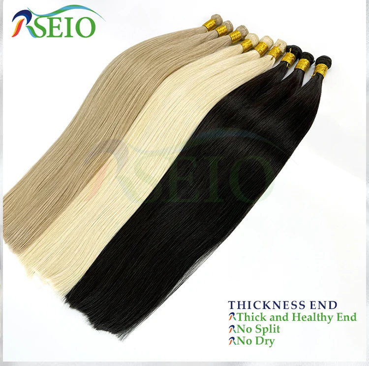 Tissage Weft Cheveux Humains Remy Naturel | 14-26 Pouces | Bouclable | Blonde & Lisse | Salon