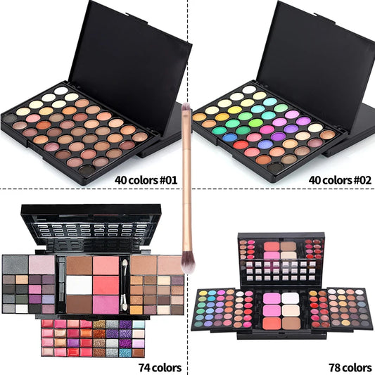 Palette Fards À Paupières 40/74/78 Couleurs | Mat Waterproof Longue Tenue | Kit Maquillage Complet