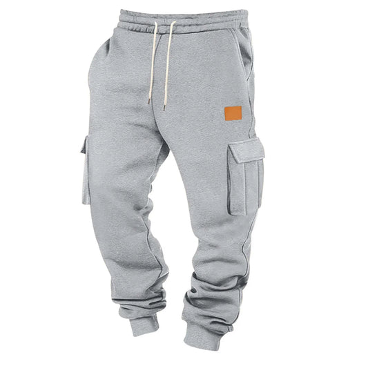 Men's Cargo Pants 2025 New Casual Loose Autumn Winter Straight Baggy Pants Multi-Pockets Solid Color Printing Sweatpants