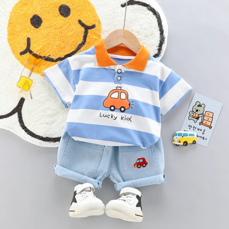 Ensemble Polo & Short Jean Garçon | Haute Qualité | 2 Pièces Été | Mode Enfant & Fille