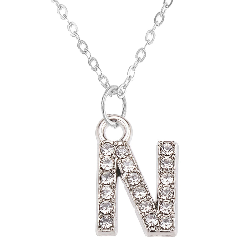Collier Pendentif Lettre Brillant A-Z | 26 Initiales | Chaîne Clavicule | Bijou Saint-Valentin & Cadeau