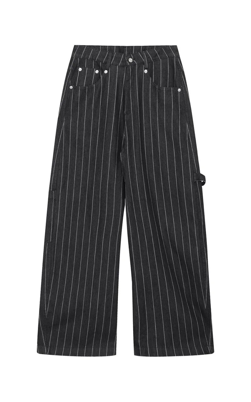 Baggy Jeans Men Women Japanese Streetwear Fashion Vintage Loose Casual Stripe Denim Cargo Machete Jeans Pants Unisex Trousers