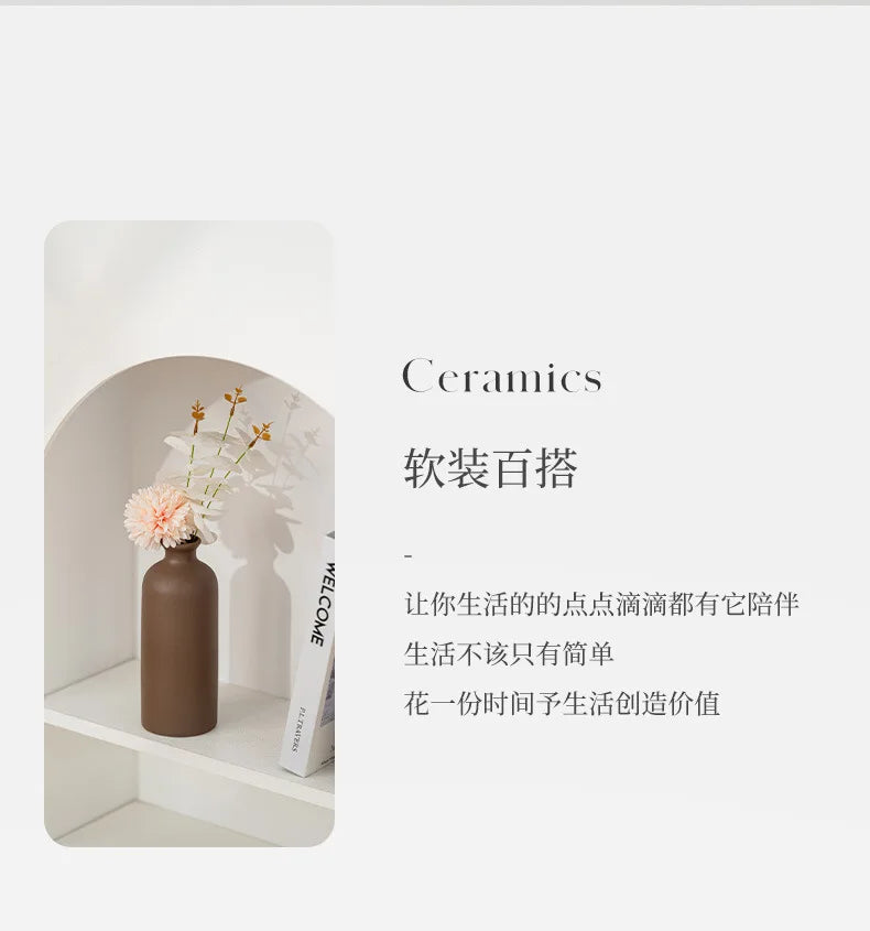 Vase Céramique Blanc Nordique | Fleurs Séchées | Décoration Salon & Bureau | Ornement Maison