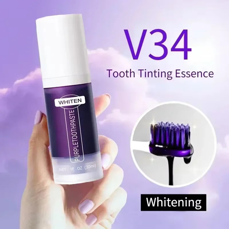 Dentifrice Blanchissant Violet V34 | Élimine Plaque & Taches | Haleine Fraîche | Hygiène Dentaire
