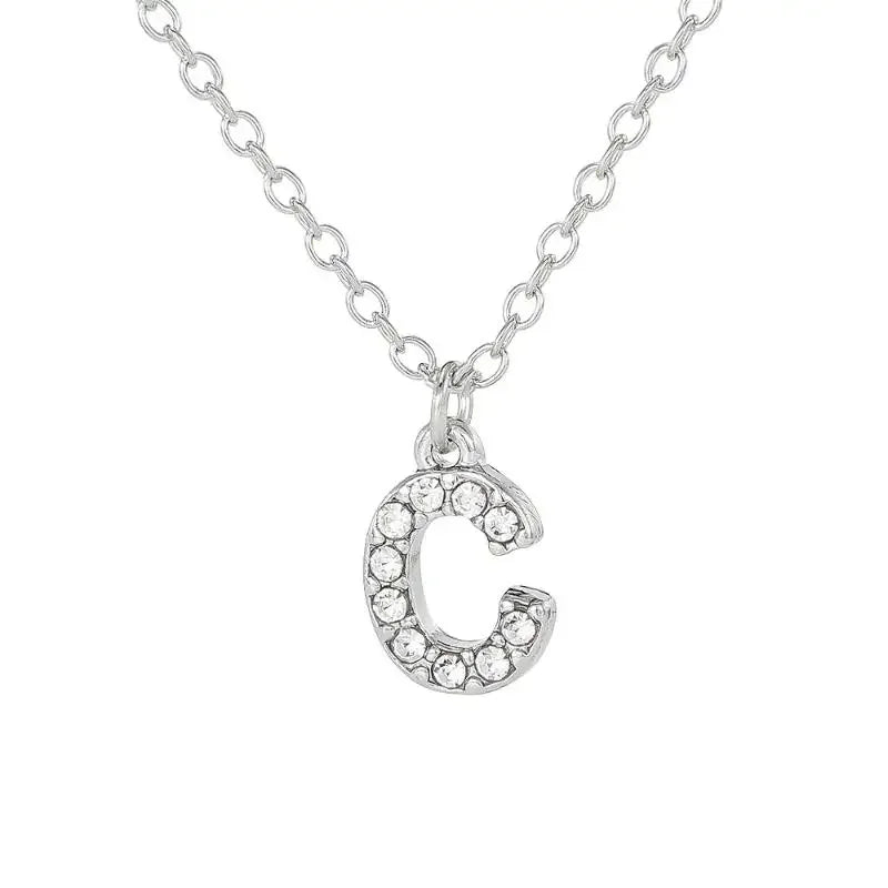 Fashionable Shiny A-Z Letter Pendant Charm Necklace 26 Initial Alphabet Name Clavicle Chain Party Jewelry Gift