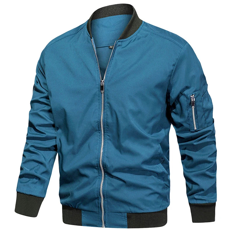 Men's Autumn Bomber Jacket Casual Spring Full Zipper Varsity Baseball Coat Fashion Lightweight Sport Track Jacket US/EU Size