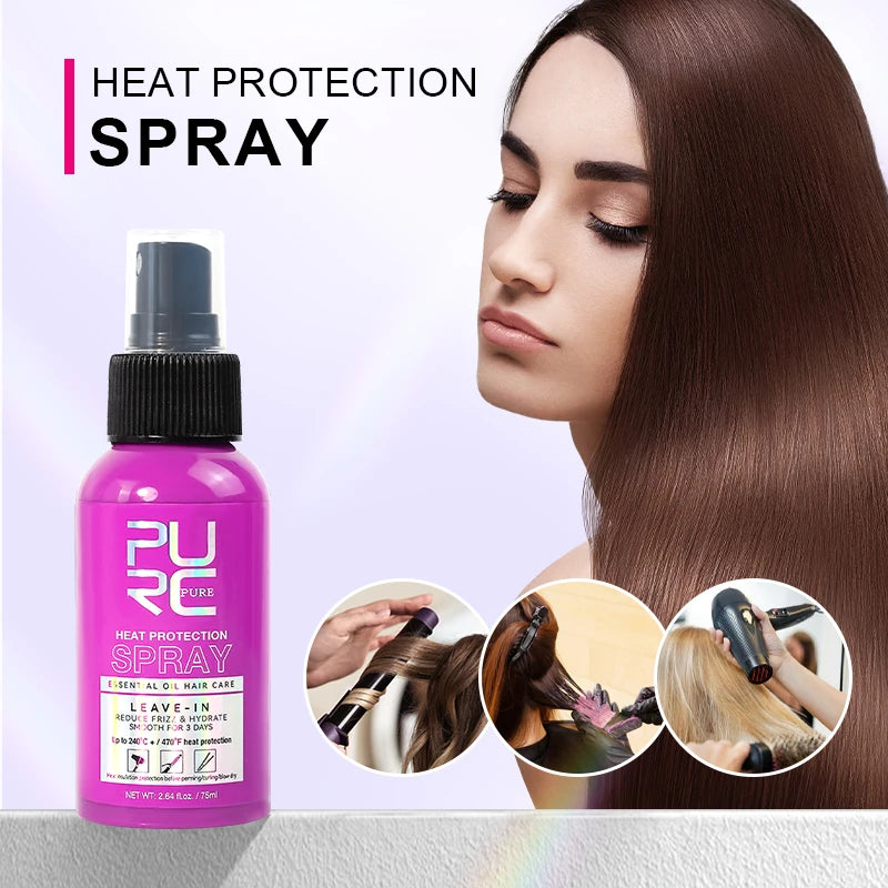 Spray Thermoprotécteur PURC Huile Coco | Anti-Frisottis & Brillance | Protection Jusqu'à 240°C