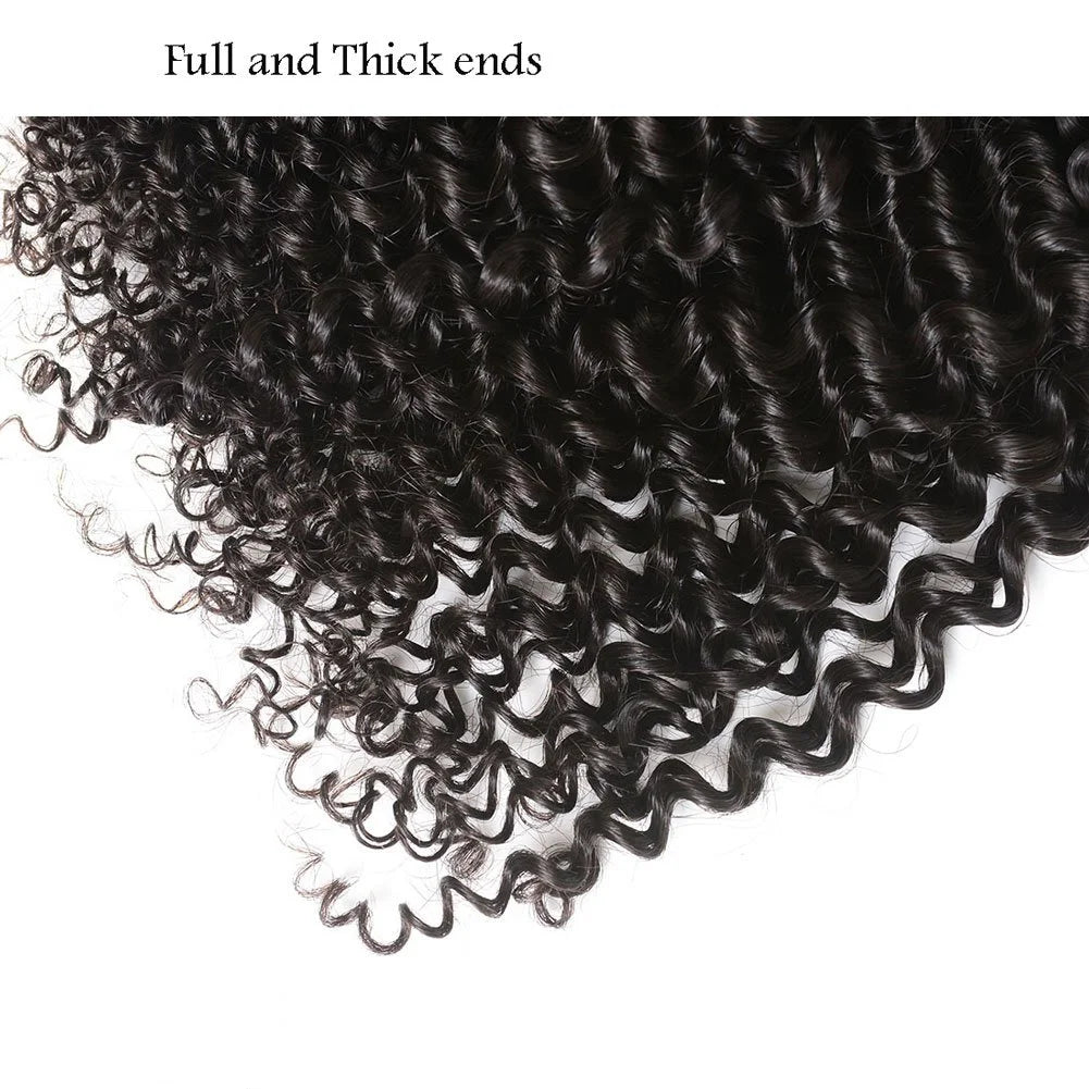 Tissage Kinky Curly Cheveux Humains Courts | Avec Closure | 100% Non-Traité | Remy Naturel