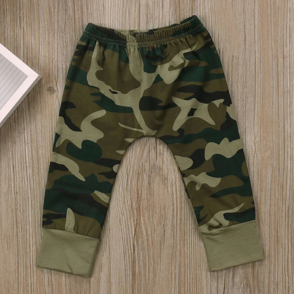 Ensemble 2 Pièces Bébé | Imprimé Camouflage | T-Shirt & Pantalon Harem | Fille & Garçon | Nouveau-Né