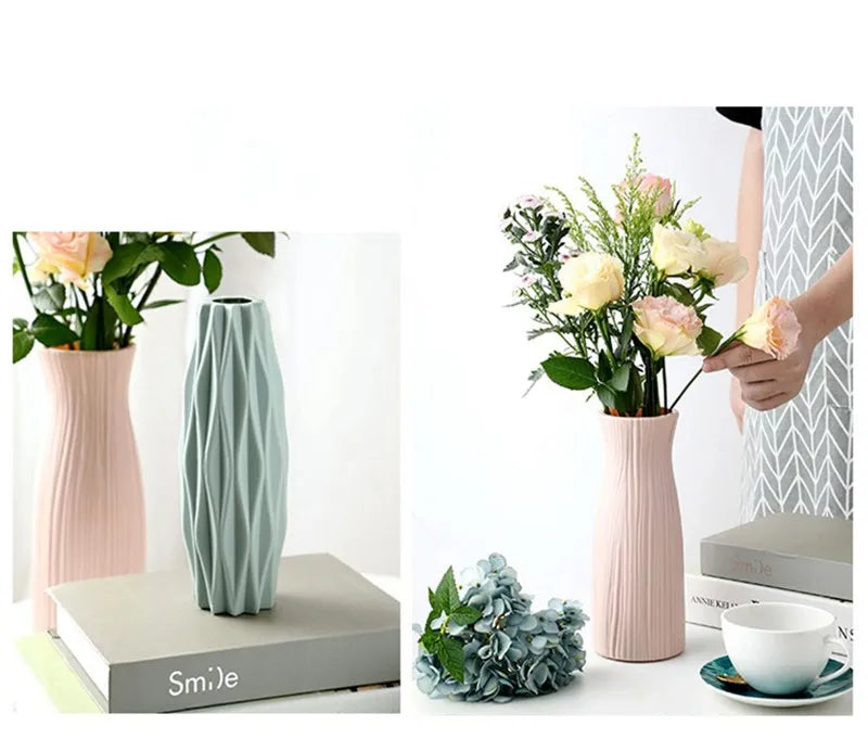 Vase Plastique Imitation Céramique Blanc | Style Nordique | Mariage & Décor Chambre & Bureau
