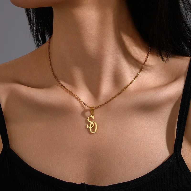 Collier Prénom Personnalisé 365 | Lettre Initiale Acier Inoxydable | Pendentif Charme | Cadeau Bijou Femme