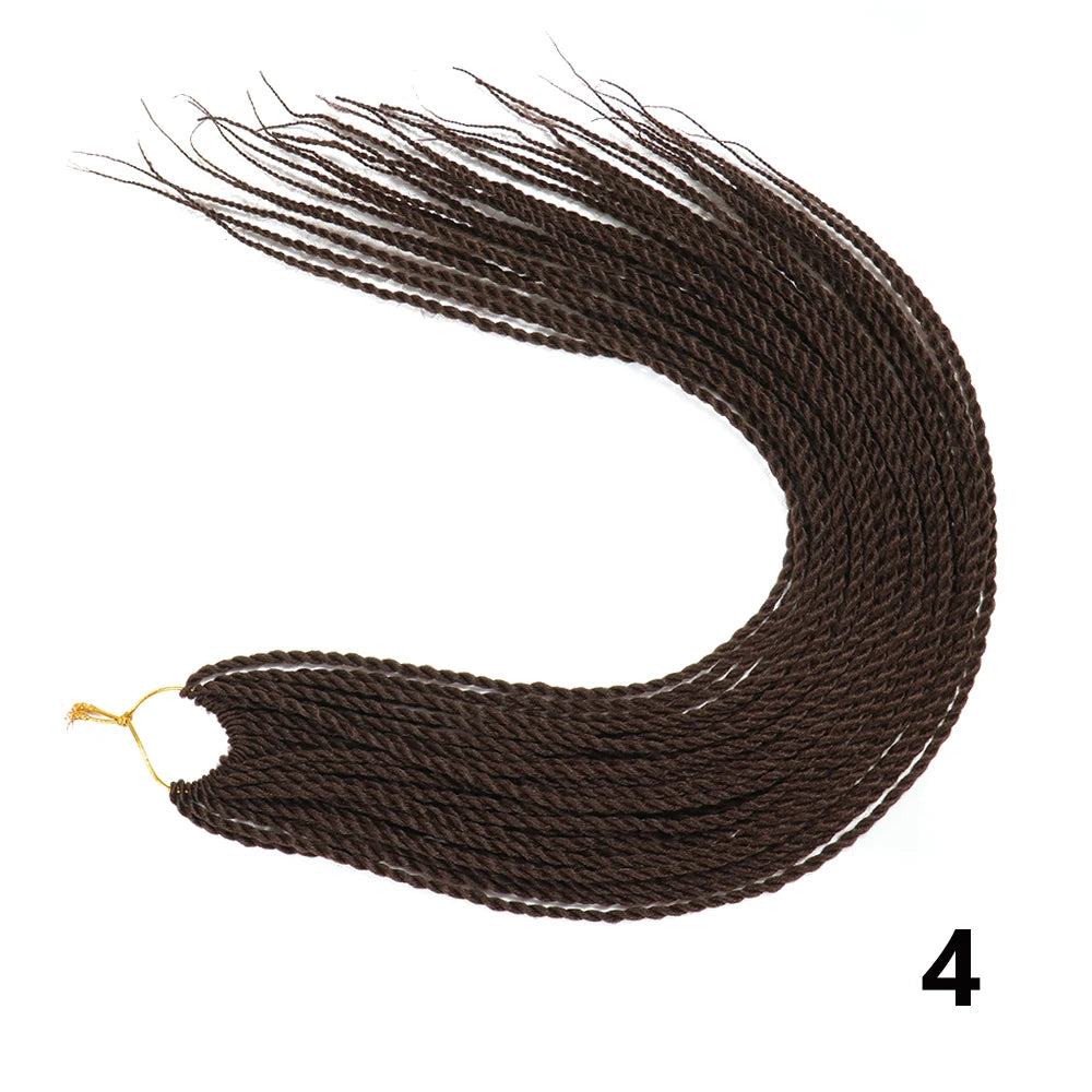 Tresses Senegalese Twist Crochet Synthétiques 24 Pouces | Brun | 30 Racines | Extensions Femme