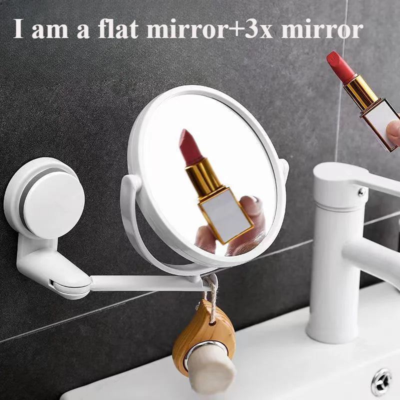 HD Plane Mirror Magnified Makeup Shaving Vanity Mirror Bathroom Wall Mounted 360 Degree Rotating Mirror Wall Mirrors