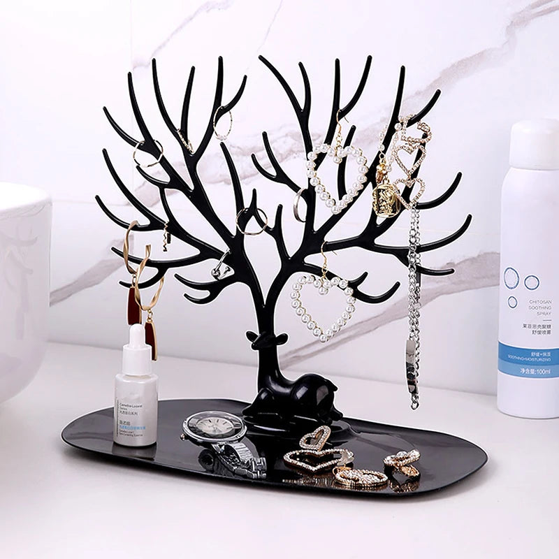 Jewelry Display Stand Tray Tree Storage Racks Earrings Necklaces Rings Jewelry Boxes Case Desktop Organizer Holder Makeup Decor