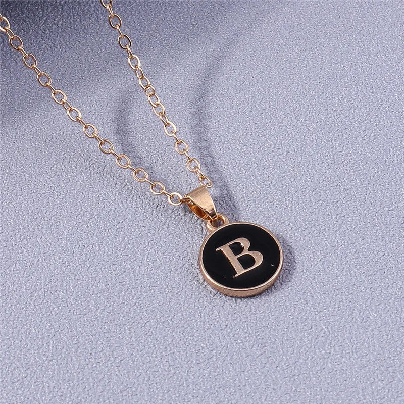 Collier Pendentif Initiales Femme | 26 Lettres A-Z Émail | Bijou Tendance Cadeau Anniversaire Fille