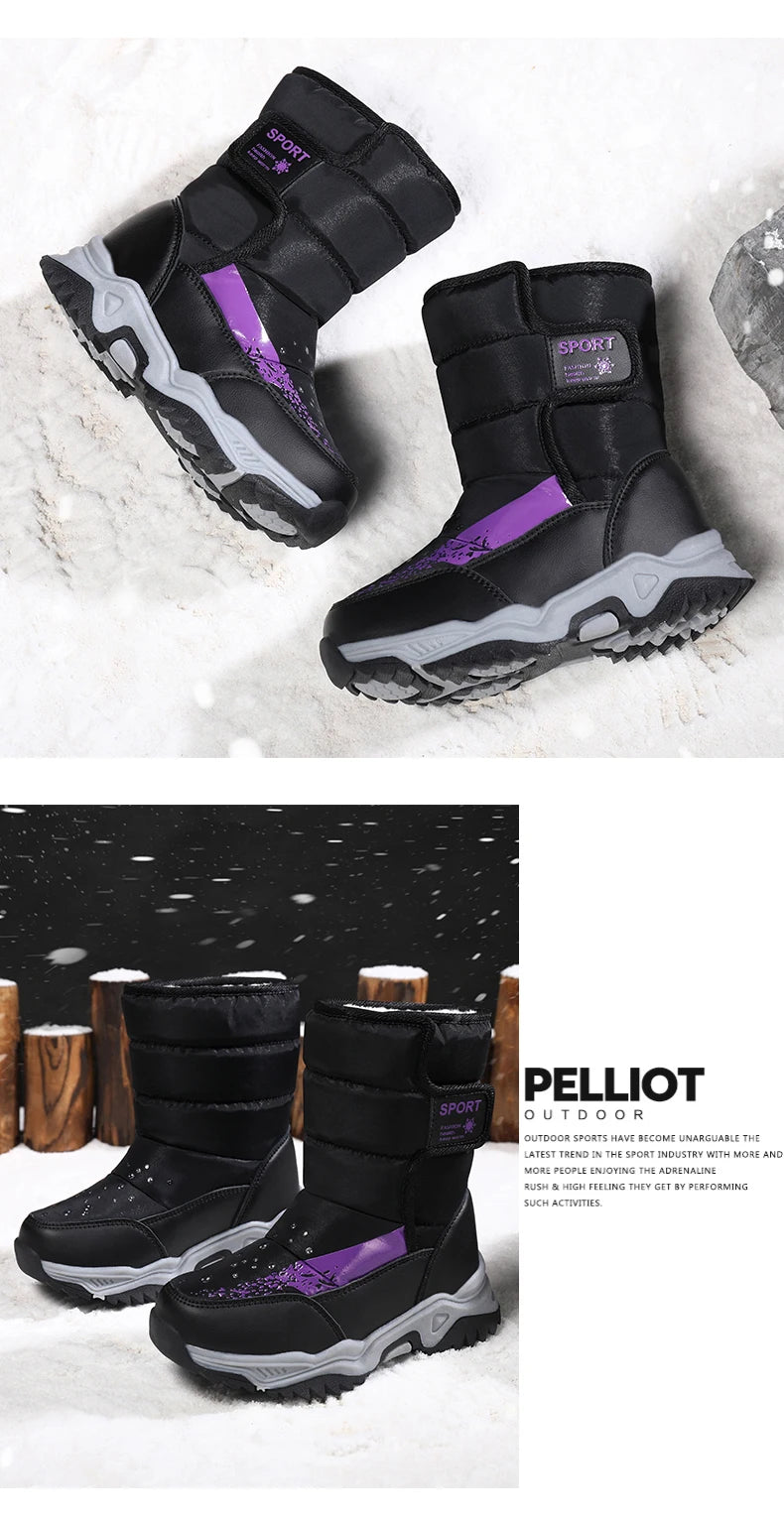 Bottes de Neige Enfants Princesse Élégantes | Imperméables Peluche | Garçons & Filles | Hiver Outdoor