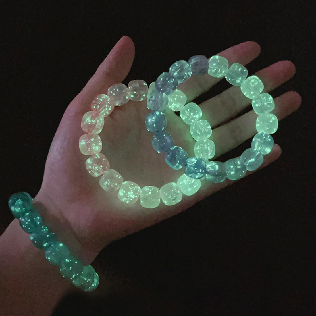 Bracelet Lumineux Pierre Naturelle | Fluorescent Lueur Nuit | Bijou Couple Femme & Homme