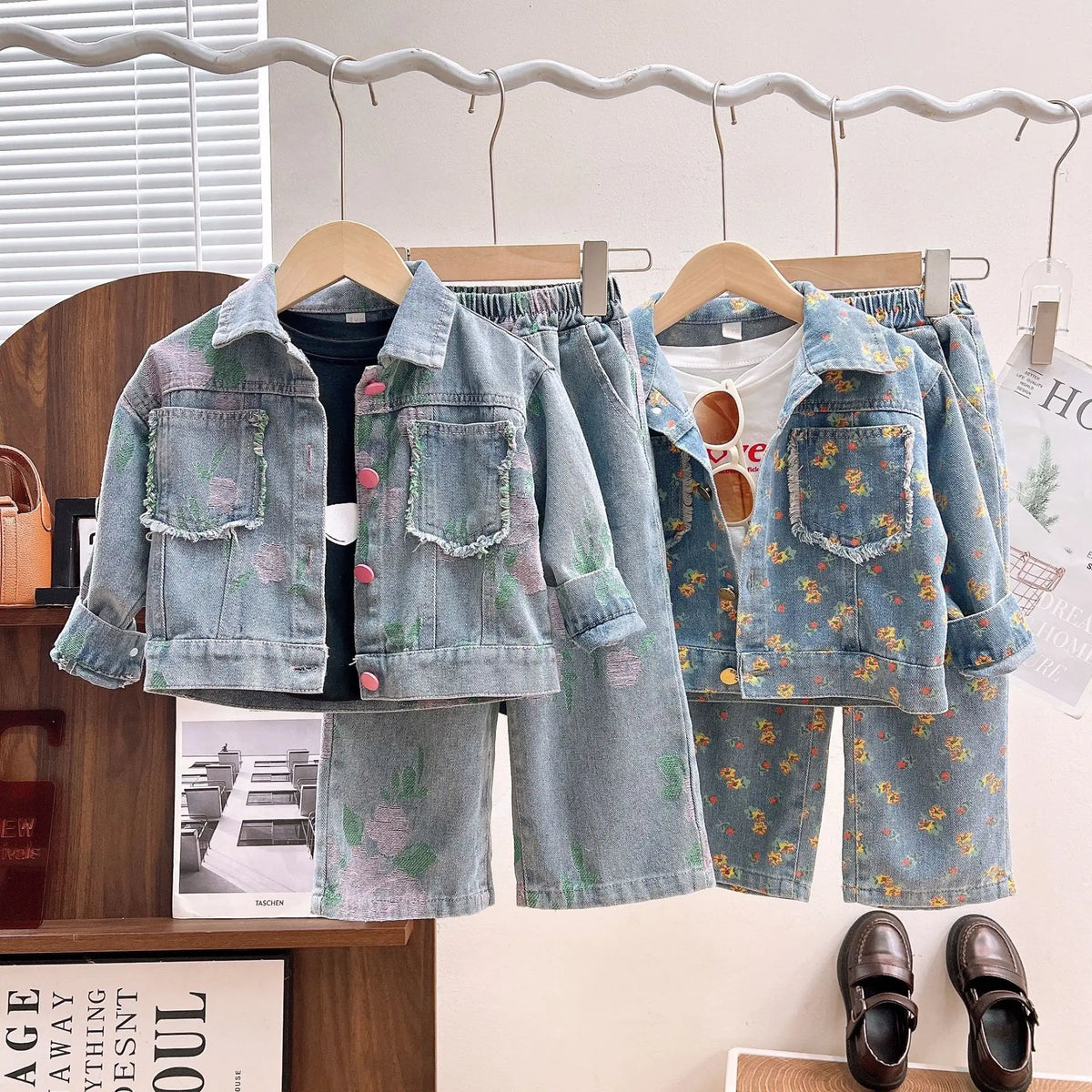 Ensemble Fille 2025 Printemps-Automne | Veste Jean & Jean Droit | Tenue Mode Enfant