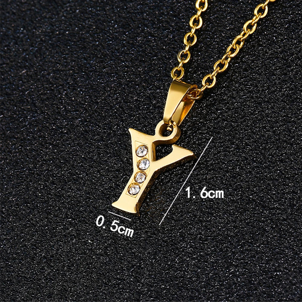 Initial A-Z Letter Name Pendant Necklace Gold Color Stainless Steel Small Alphabet Necklace For Women Jewelry Birthday Gift