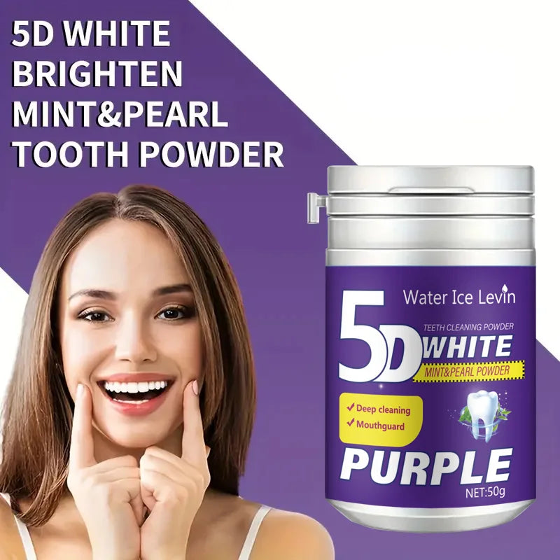 Simple Purple Brightening Powder - Conceals Stains, Non-Sensitive - Enamel-Safe Toothpaste Whitening Powder Suitable for Coffee, Tea, Food, Wine, and Tobacco Stains.
