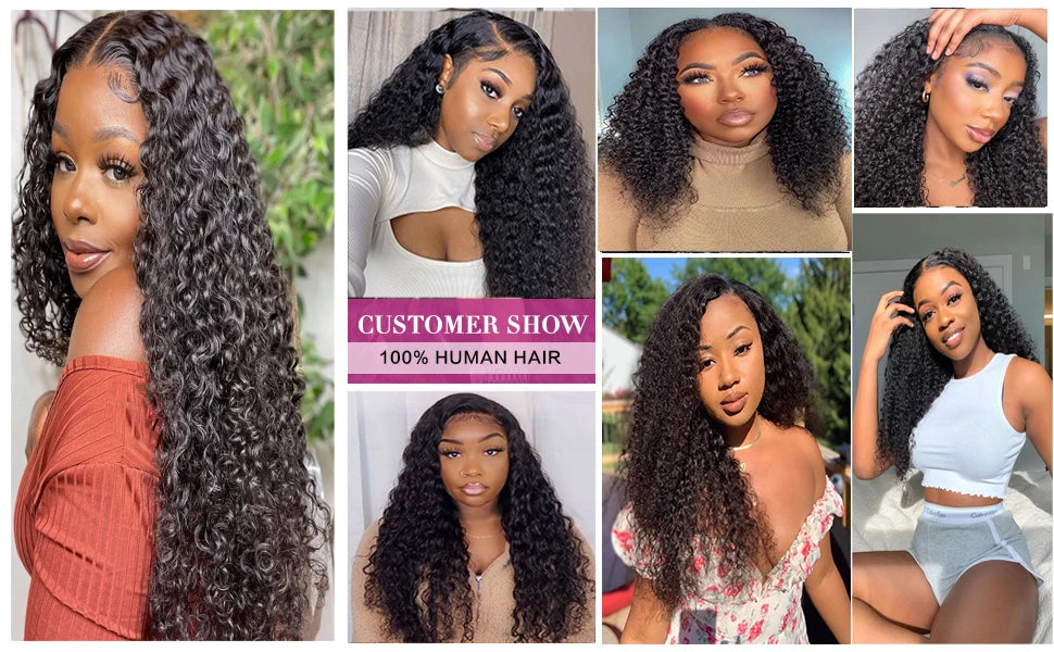 Perruque Kinky Curly U/V Part | Sans Laisse | Sans Colle | Deep Wave | 180% Densité | Cheveux Humains Brésiliens