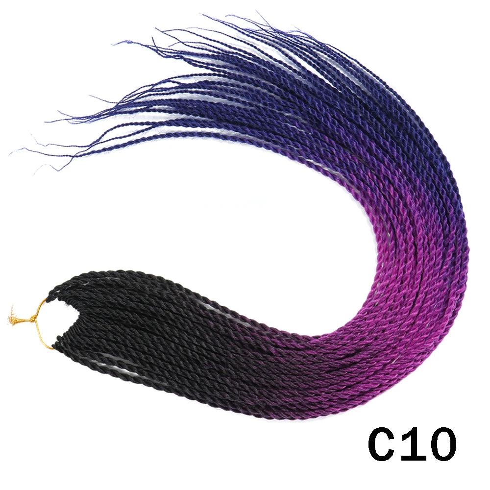 Tresses Senegalese Twist Crochet Synthétiques 24 Pouces | Brun | 30 Racines | Extensions Femme