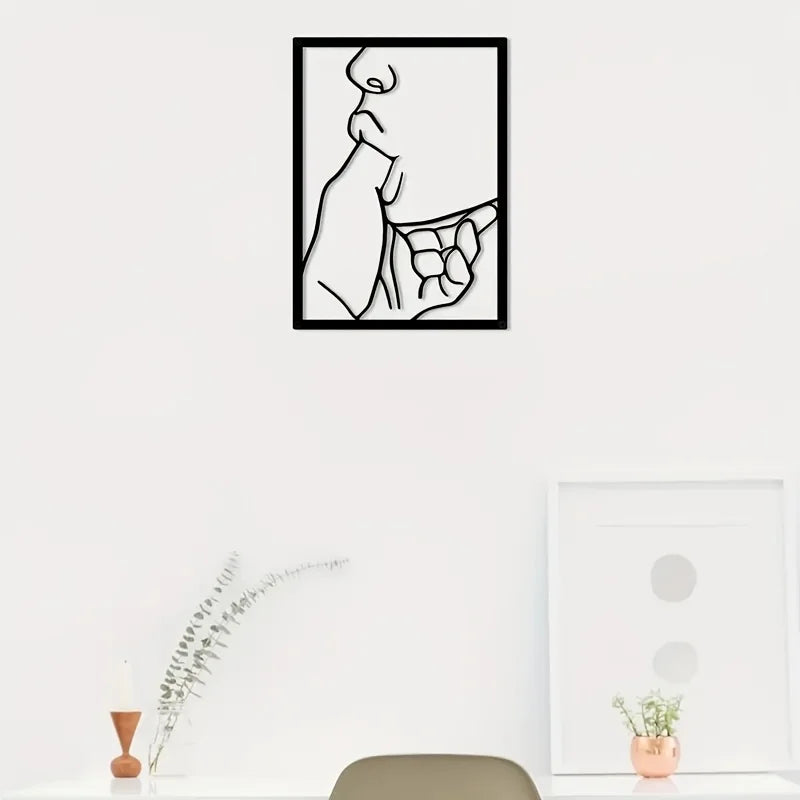 1pc Sleek Metal Abstract Line Wall Art - Modern Minimalist Decor, Durable Rust-Resistant Hanging, Elevates Home Interiors