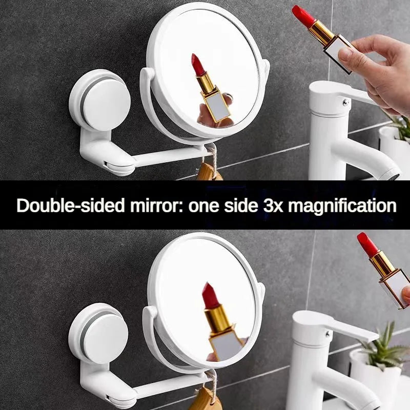 HD Plane Mirror Magnified Makeup Shaving Vanity Mirror Bathroom Wall Mounted 360 Degree Rotating Mirror Wall Mirrors