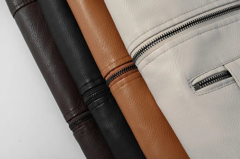 Men Hooded Leather Jackets Slim Fit Motorcycle PU Leather Coats High Quality Men Fleece Warm Leather CoatsSize 5XL