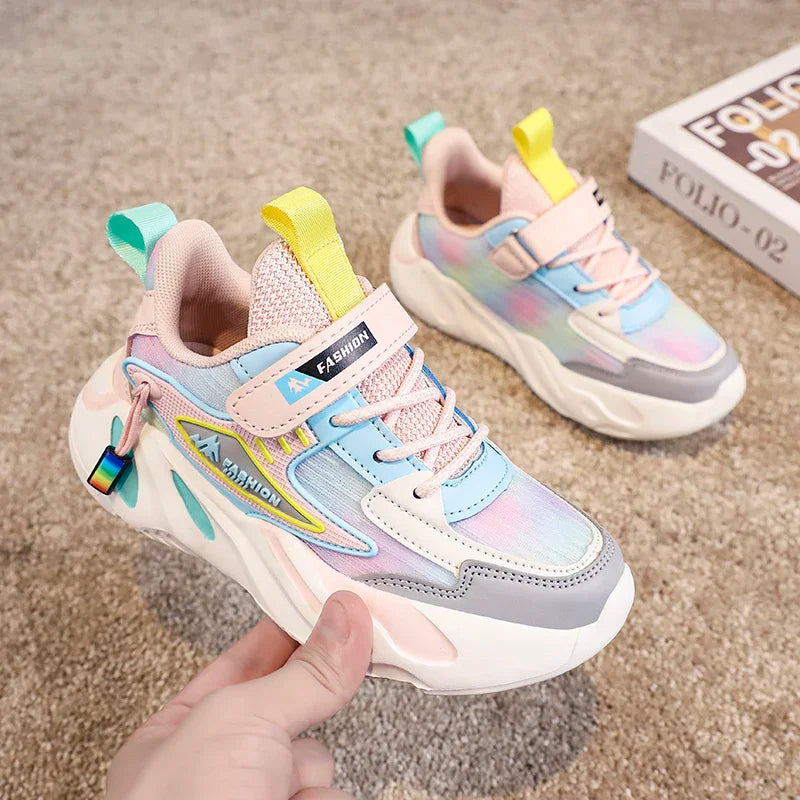 New Kids Girls Sneakers Breathable Mesh Running Shoes Lightweight Soft Sole Sports Shoes for Children School Walking Tennis
