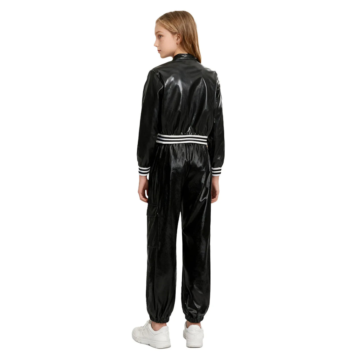 Ensemble Danse Fille Hip Hop | Veste Bomber Métallique & Pantalon | Costume Scène Carnaval Jazz