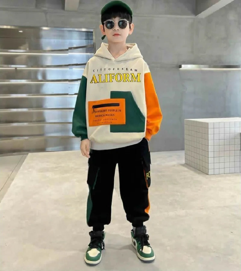 Ensemble Survêtement Garçon 2 Pièces | Sweat & Pantalon Casual | Ado Tendance Printemps-Automne
