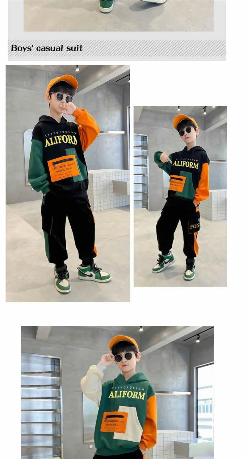 Ensemble Survêtement Garçon 2 Pièces | Sweat & Pantalon Casual | Ado Tendance Printemps-Automne