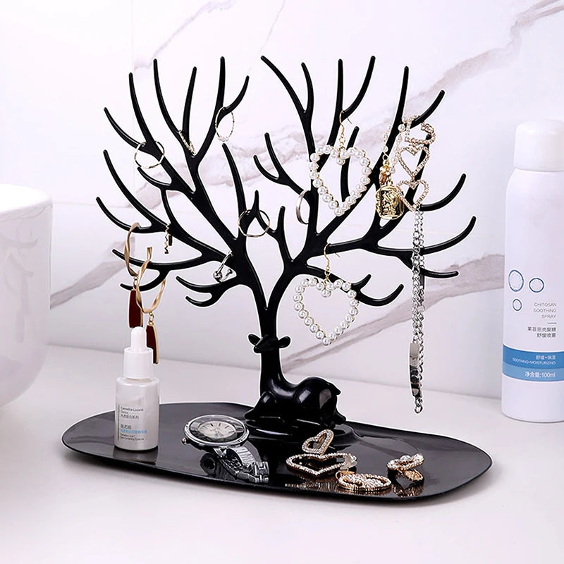 Jewelry Display Stand Tray Tree Storage Racks Earrings Necklaces Rings Jewelry Boxes Case Desktop Organizer Holder Makeup Decor