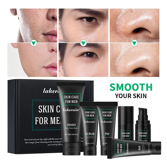 Kit Soin Homme 3 en 1 | Nettoyant Visage + Crème Hydratante + Crème Yeux | Anti-Âge Contrôle Sébum