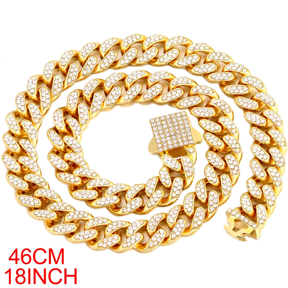 Men's Initial Name Pendant Necklace with Hip Hop Iced Out Rhinestone Paved Cuban Link Chain Necklace Fashion Birthday Jewelry Gift
