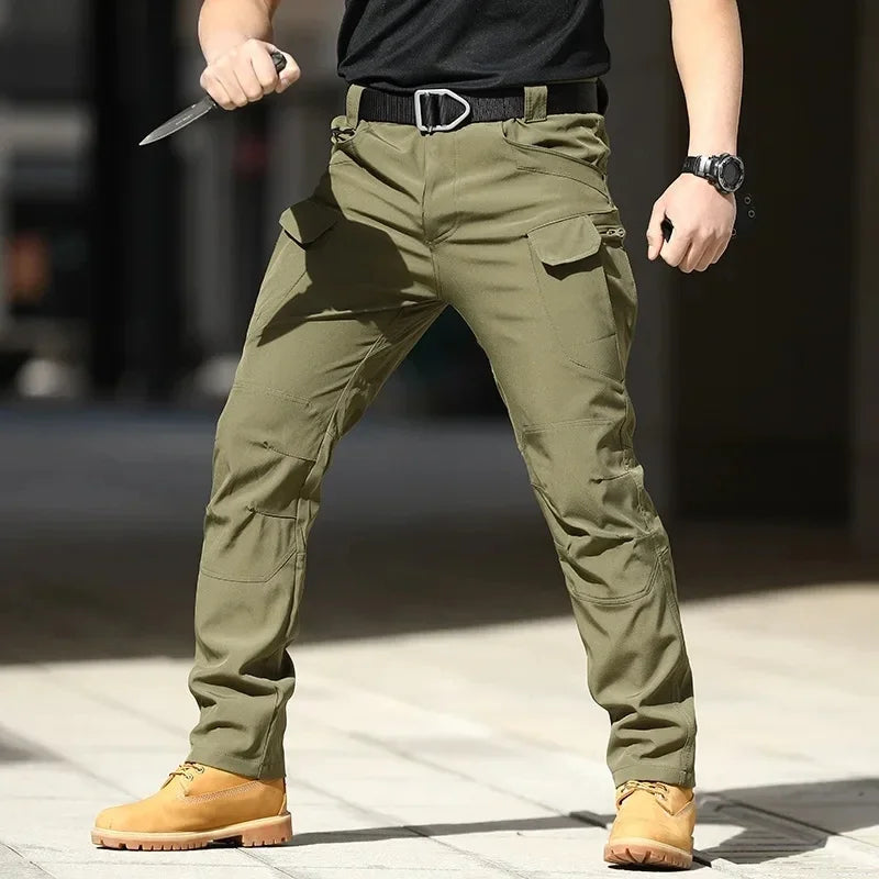 Men's Waterproof Cargo Pants Elastic Multiple Pocket Military Male Trousers Outdoor Joggers Pant Plus Size Tactical Pants Men