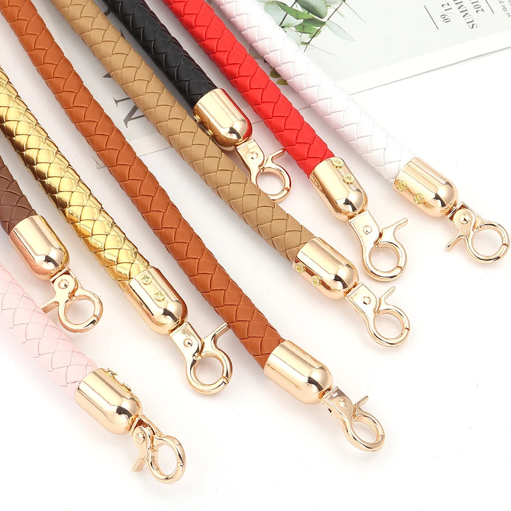 30/60cm Fashion PU Leather Woven Handbag Handles Metal Buckle for Women Bag Purse Replace Shoulder Strap Handle Bag Accessories